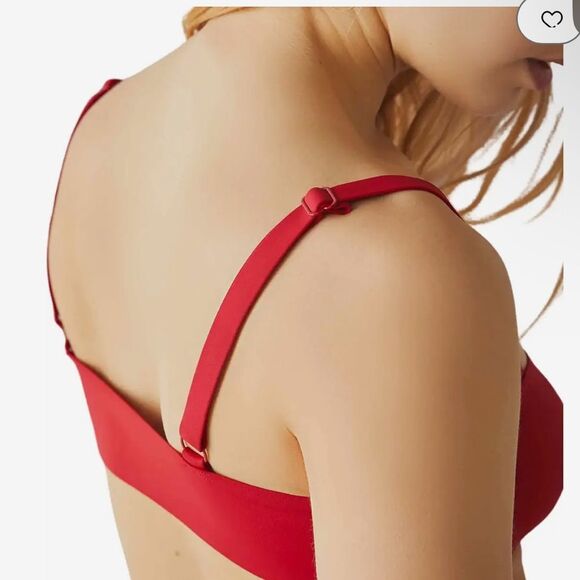 Free People Notched Lily Scuba Bralette - Haute Red, Size Medium - Picture 2 of 5